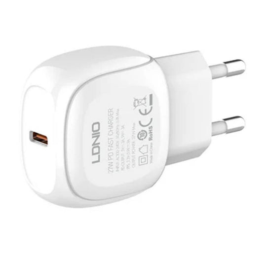 A1206C Cargador Pared USB C a Tipo C 27W PD Carga Rápida Blanco LDNIO